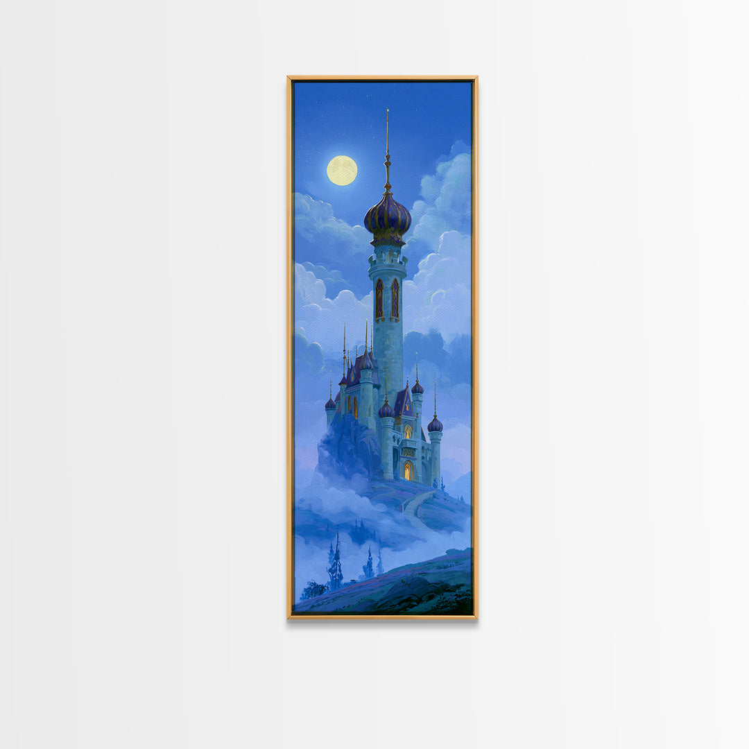 Storybook Castle on a Misty Hill Canvas Print, Fairy Tale Art, Gallery Decor, Living Room Decor, Fine Art, Storybook, FTA-1x3-38
