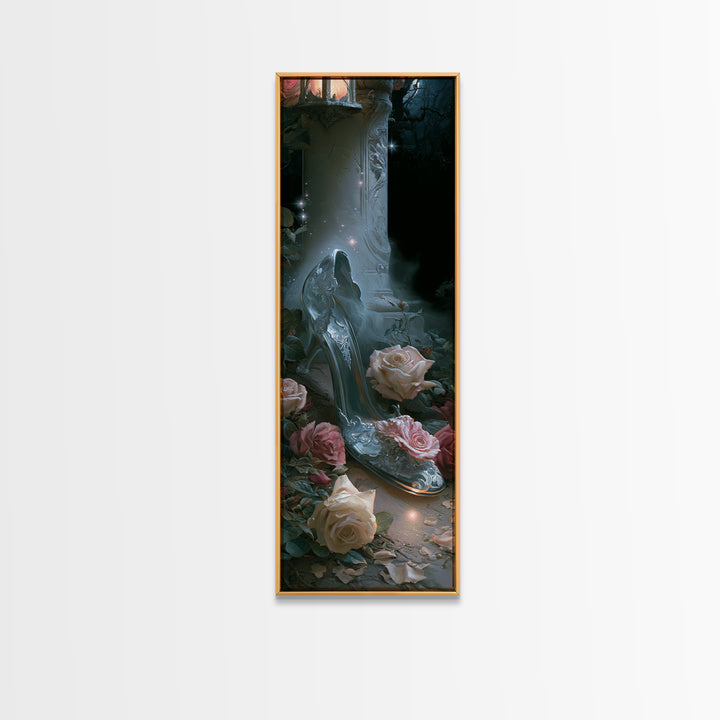 Glass Slipper Still Life Canvas Print, Fairy Tale Art, Neutral Decor, Living Room Decor, Fine Art, Storybook, Home Decor, FTA-1x3-42
