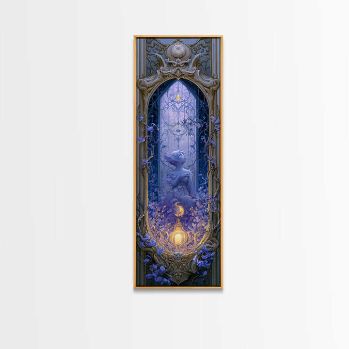 Magic Mirror Framed by Vines and Thorns Canvas Print, Fairy Tale Art, Modern Decor, Living Room Decor, Fine Art, Storybook, FTA-1x3-49