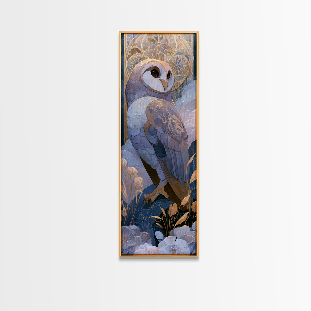 Owl Messenger Carrying a Tiny Ribbon Canvas Print, Fairy Tale Art, Wall Decor, Living Room Decor, Fine Art, Storybook, FTA-1x3-77
