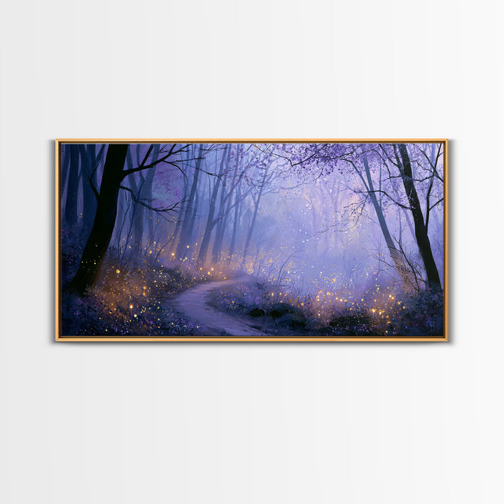 Enchanted Forest Path Glowing Canvas Print, Fairy Tale Art, Art Deco, Living Room Decor, Fine Art, Storybook, Whimsical Art, FTA-2x1-21