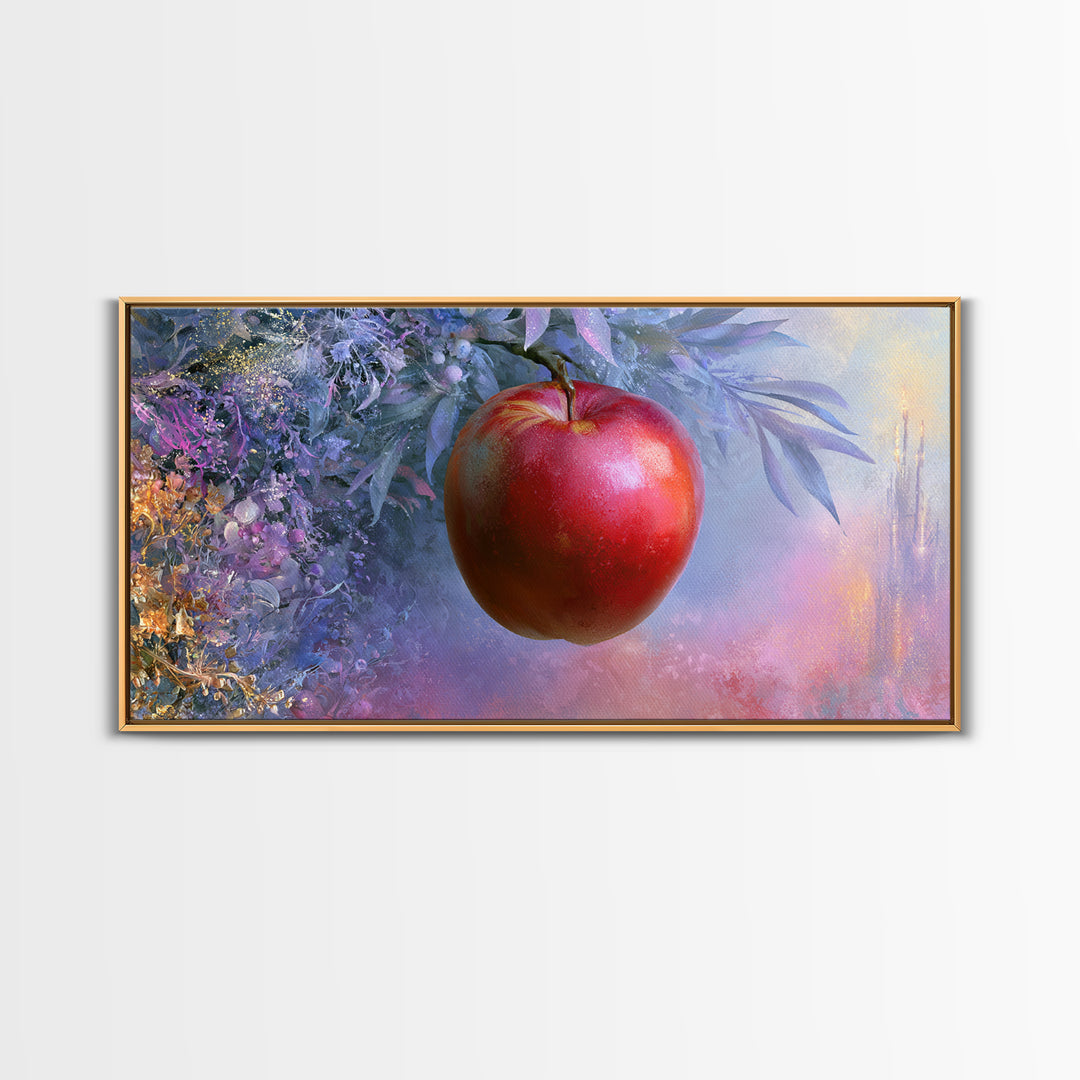 Enchanted Apple with Deep Red Shine Canvas Print, Fairy Tale Art, Original Art, Living Room Decor, Fine Art, Storybook, FTA-2x1-64