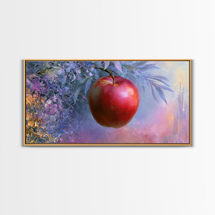 Enchanted Apple with Deep Red Shine Canvas Print, Fairy Tale Art, Original Art, Living Room Decor, Fine Art, Storybook, FTA-2x1-64