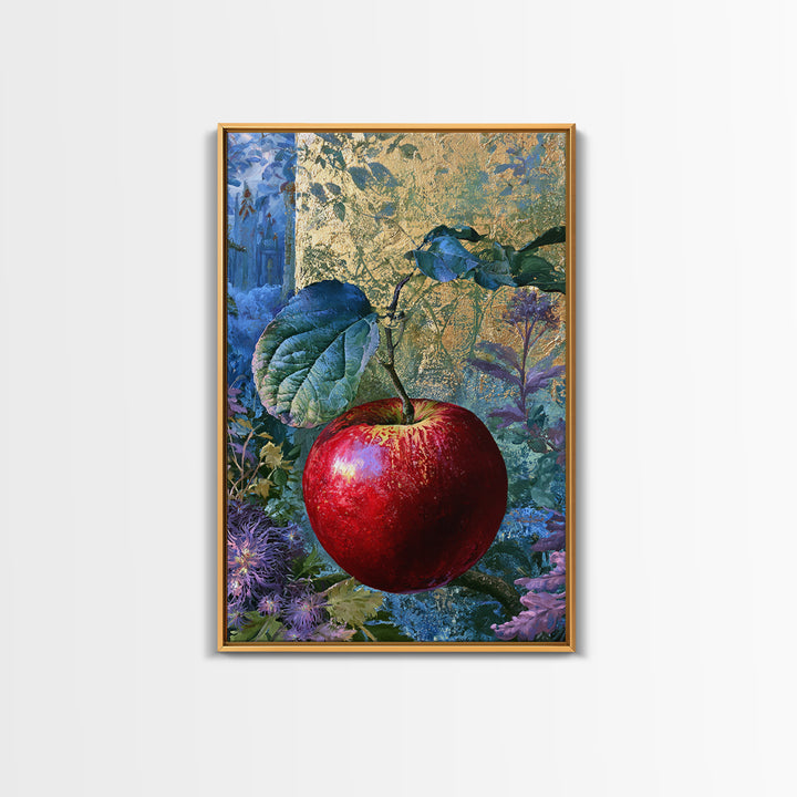 Enchanted Apple with Deep Red Shine Framed Canvas Print, Fairy Tale Art, Art Print, Living Room Decor, Fine Art, Storybook, FTA-2x3-100