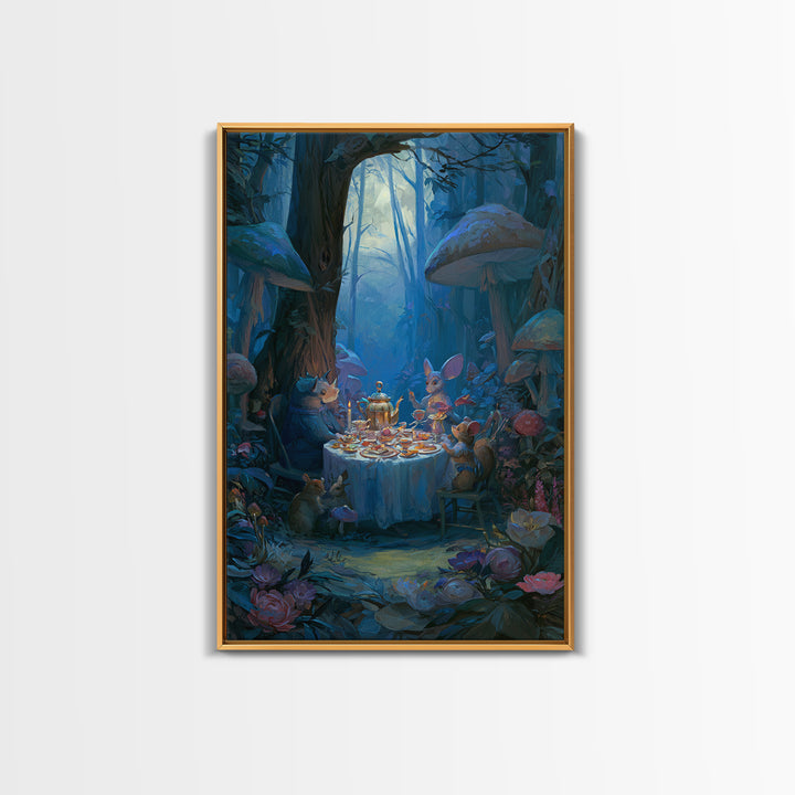 Woodland Tea Party Framed Canvas Print, Fairy Tale Art, Room Decor, Living Room Decor, Fine Art, Storybook, Original Art, FTA-2x3-3