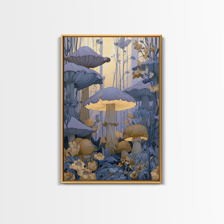Fairy Ring of Mushrooms and Wildflowers Canvas Print, Fairy Tale Art, Nursery Wall Art, Living Room Decor, Watercolor Art, FTA-2x3-5