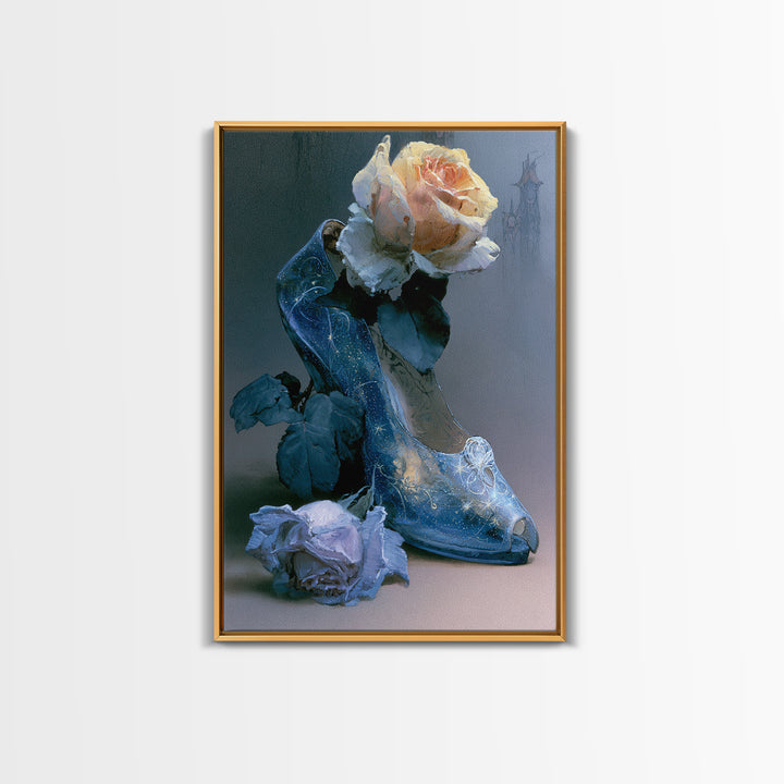 Glass Slipper Still Life Canvas Print, Fairy Tale Art, Abstract Art, Living Room Decor, Storybook, Kids Room Art, FTA-2x3-62