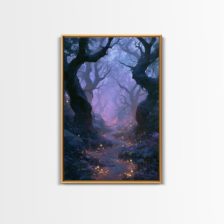 Enchanted Forest Path Glowing Canvas Print, Fairy Tale Art, Princess Wall Art, Living Room Decor, Fine Art, Storybook, FTA-2x3-81