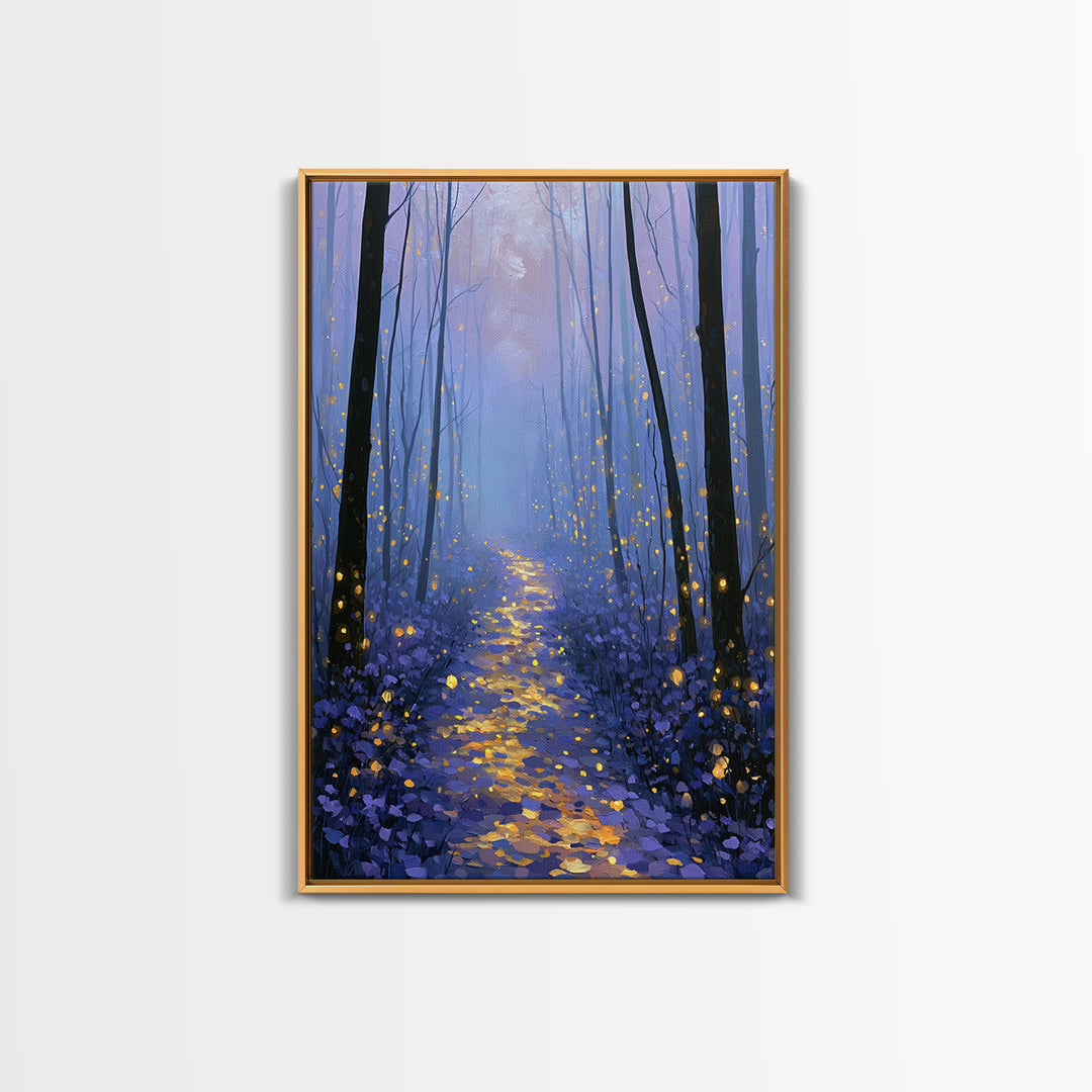 Enchanted Forest Path Glowing Canvas Print, Fairy Tale Art, Art Nouveau, Living Room Decor, Fine Art, Storybook, Dark Art, FTA-2x3-9