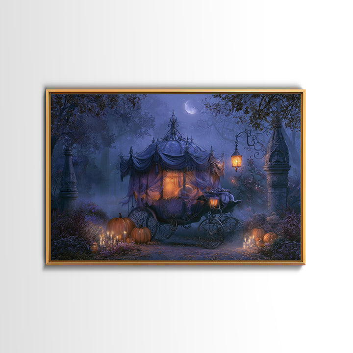 Pumpkin Carriage under Midnight Sky Canvas Print, Fairy Tale Art, Minimalist Decor, Living Room Decor, Fine Art, Storybook, FTA-3x2-68