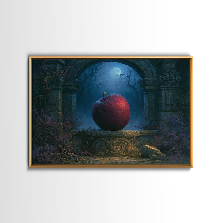 Enchanted Apple with Deep Red Shine Canvas Print, Fairy Tale Art, Contemporary Art, Living Room Decor, Fine Art, Storybook, FTA-3x2-72