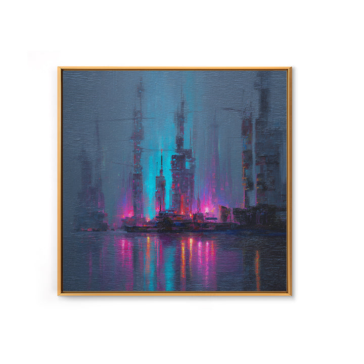 Bioluminescent Garden in a Future Habitat Framed Canvas Print, Futuristic Art, Modern Wall Decor, Living Room Decor, Future, FUT-1x1-100