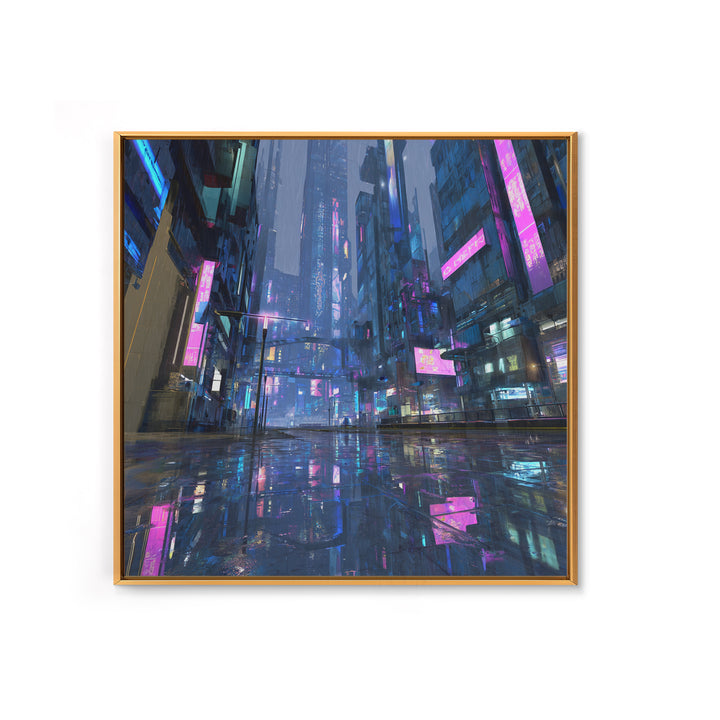 White and Blue Utopian Megastructure Framed Canvas Print, Futuristic Art, Room Decor, Living Room Decor, Fine Art, Future, FUT-1x1-12
