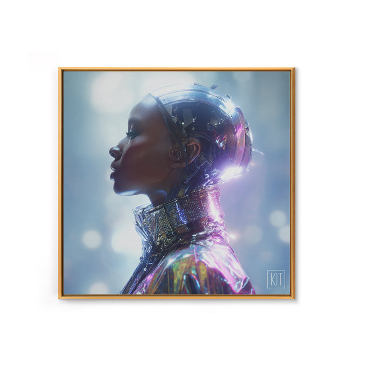 Futuristic Fashion Portrait Framed Canvas Print, Futuristic Art, Ai Art, Living Room Decor, Fine Art, Future, Digital Poster, FUT-1x1-33