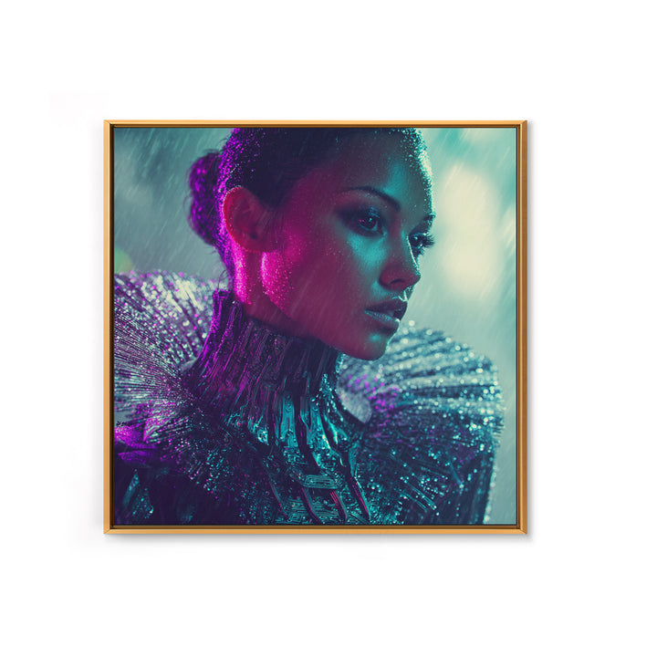 Futuristic Fashion Portrait Canvas Print, Futuristic Art, Digital Art, Living Room Decor, Future, Extra Large Wall Art, FUT-1x1-9