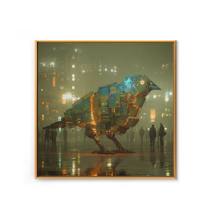 Futurist Bird Made of Panels and Light Canvas Print, Futuristic Art, Minimalist Decor, Living Room Decor, Fine Art, Future, FUT-1x1-94