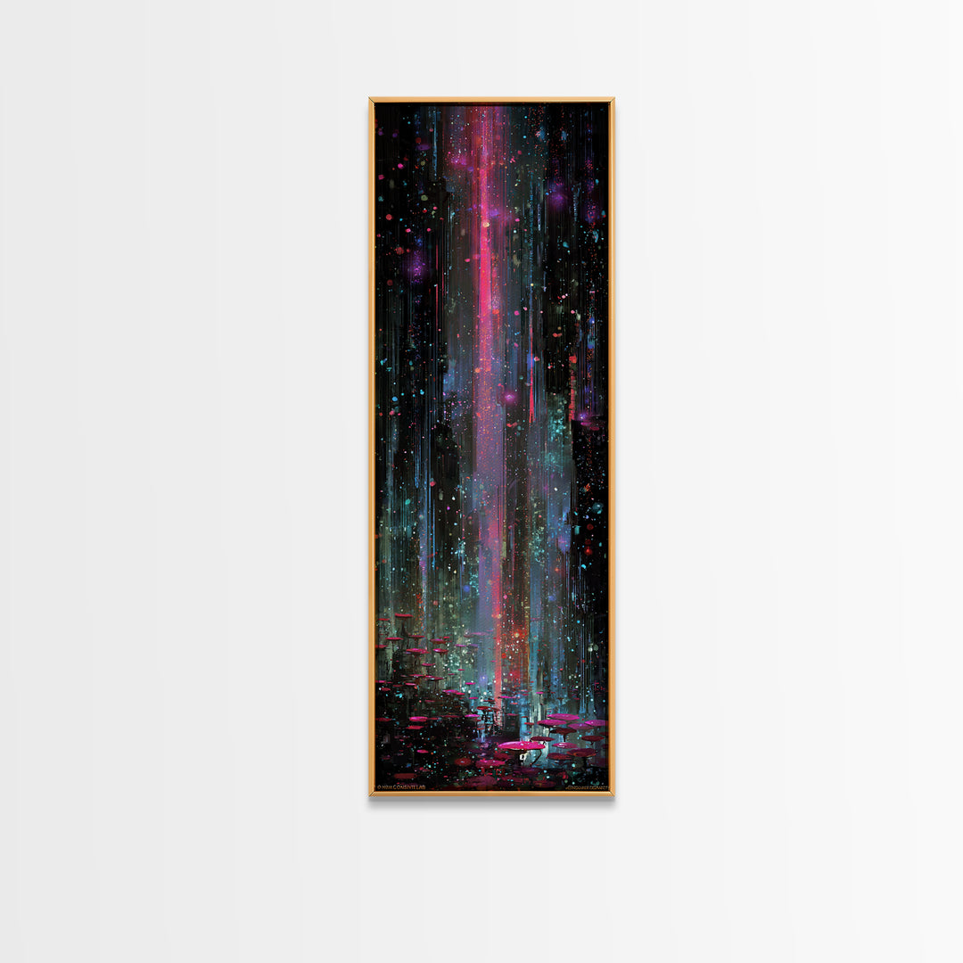 Bioluminescent Garden in a Future Habitat Canvas Print, Futuristic Art, Landscape Art, Living Room Decor, Fine Art, Future, FUT-1x3-16