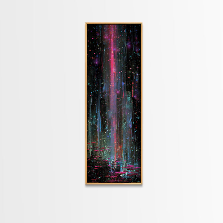 Bioluminescent Garden in a Future Habitat Canvas Print, Futuristic Art, Landscape Art, Living Room Decor, Fine Art, Future, FUT-1x3-16