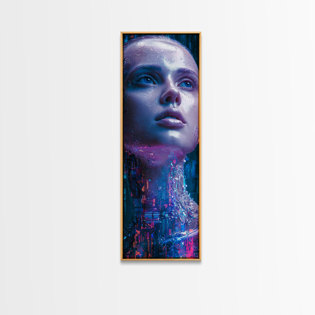 Holographic Flower Rendered Canvas Print, Futuristic Art, Wall Art, Living Room Decor, Oil Painting, Future, Printable Art, FUT-1x3-18