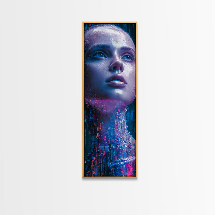 Holographic Flower Rendered Canvas Print, Futuristic Art, Wall Art, Living Room Decor, Oil Painting, Future, Printable Art, FUT-1x3-18