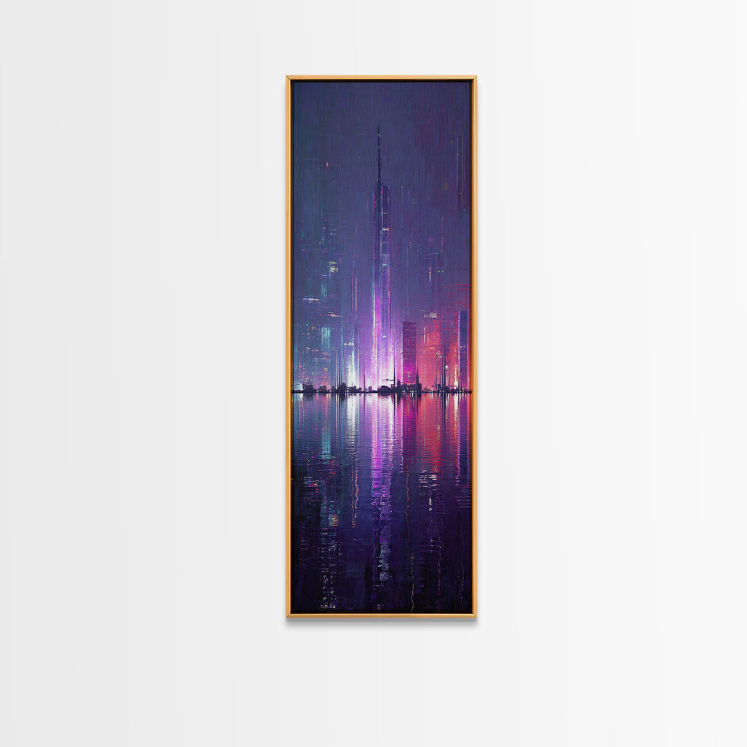 Floating Glass Architecture Above Reflective Water Canvas Print, Futuristic Art, Canvas Wall Art, Living Room Decor, Future, FUT-1x3-63