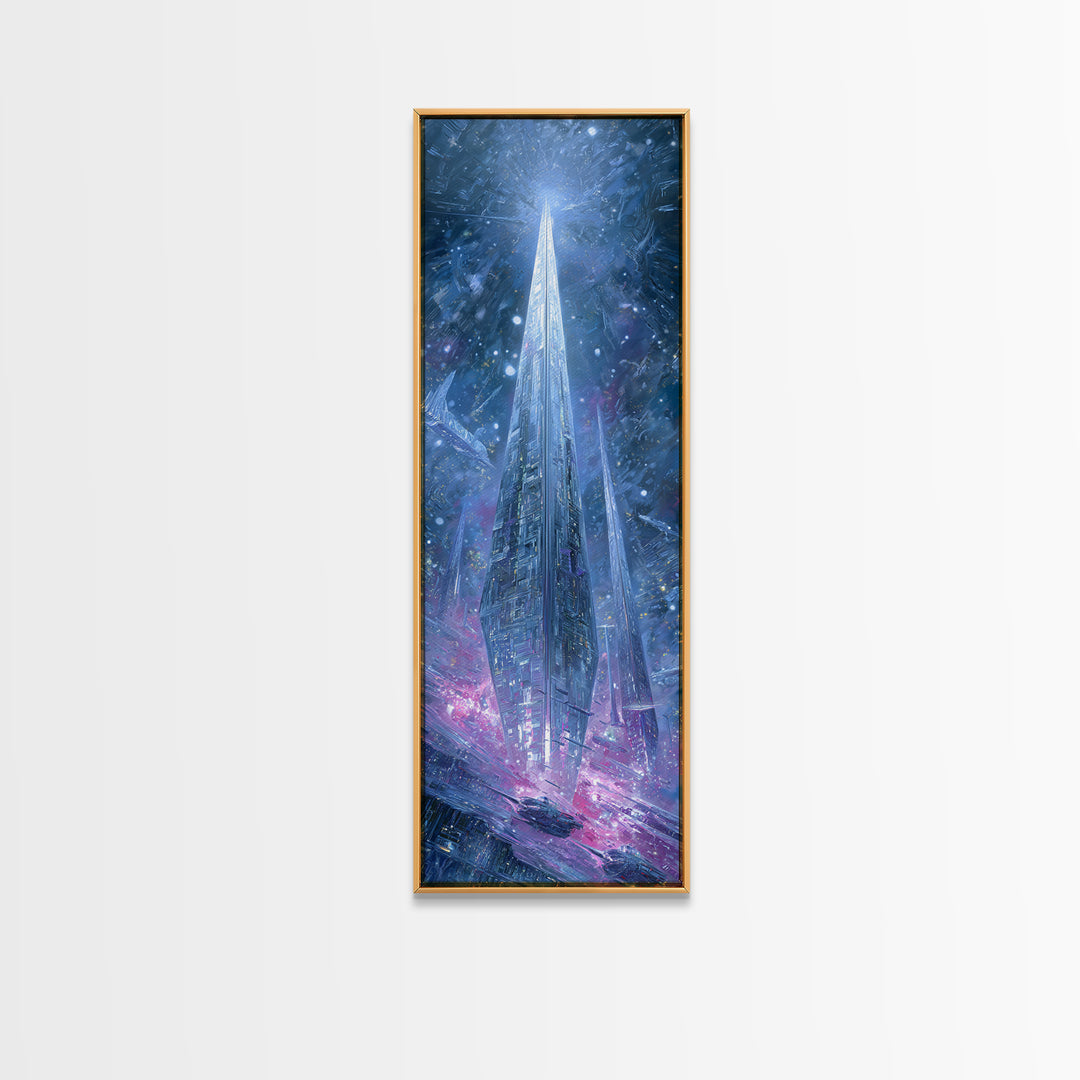 Solar Sail Ship Crossing Star Filled Space Canvas Print, Futuristic Art, Extra Large Wall Art, Living Room Decor, Future, FUT-1x3-77