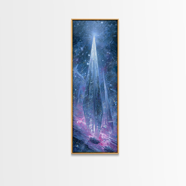 Solar Sail Ship Crossing Star Filled Space Canvas Print, Futuristic Art, Extra Large Wall Art, Living Room Decor, Future, FUT-1x3-77