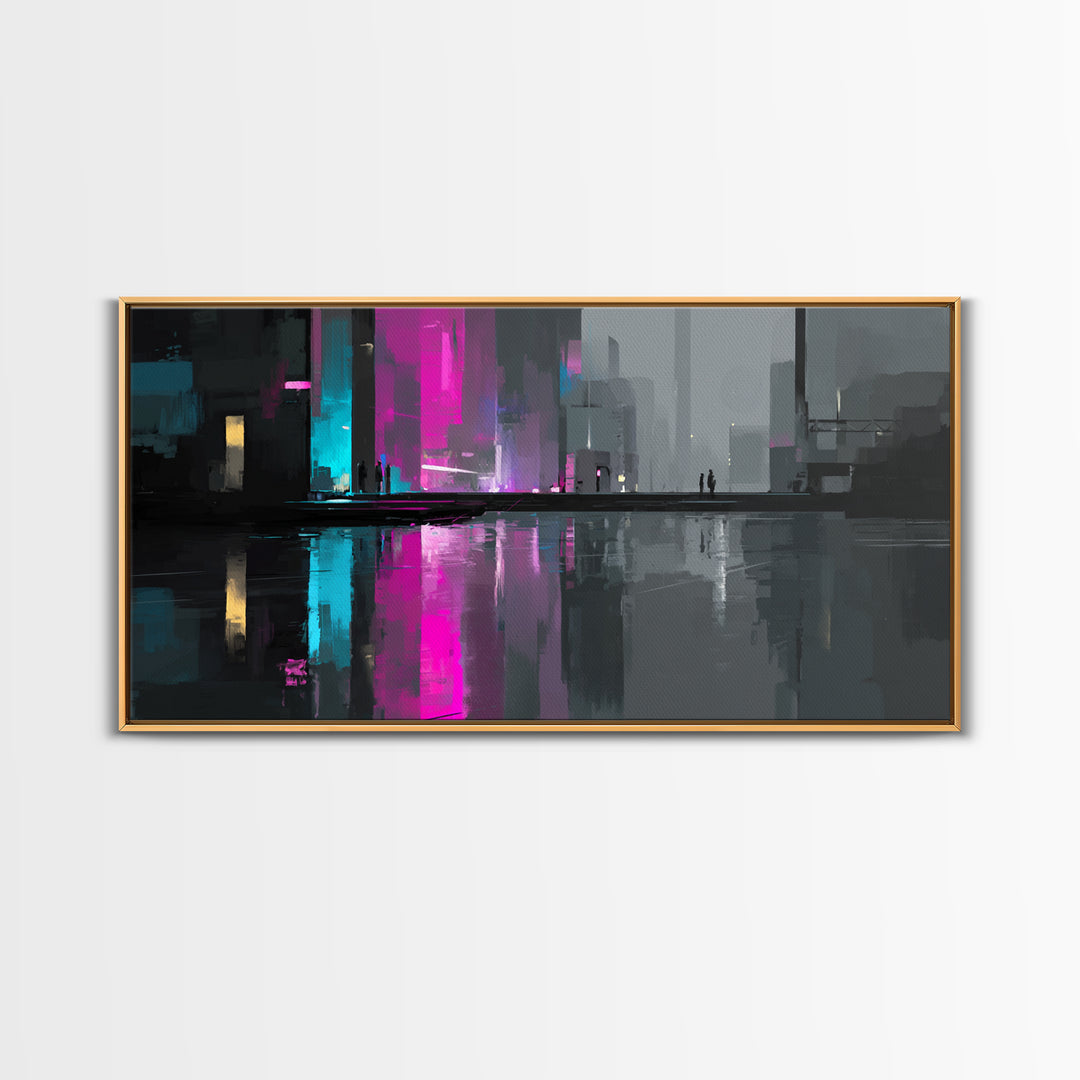 Smooth Titanium Shapes Framed Canvas Print, Futuristic Art, Unique Wall Art, Living Room Decor, Fine Art, Future, FUT-2x1-43