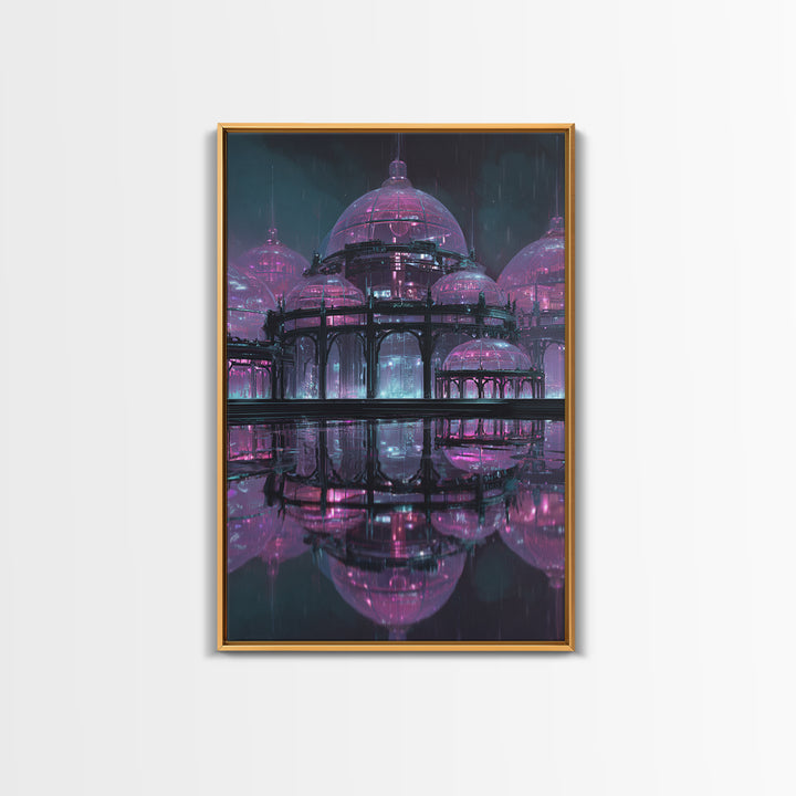 Futuristic Botanical Greenhouse Canvas Print, Futuristic Art, Modern Wall Art, Living Room Decor, Oil Painting, Future, FUT-2x3-50