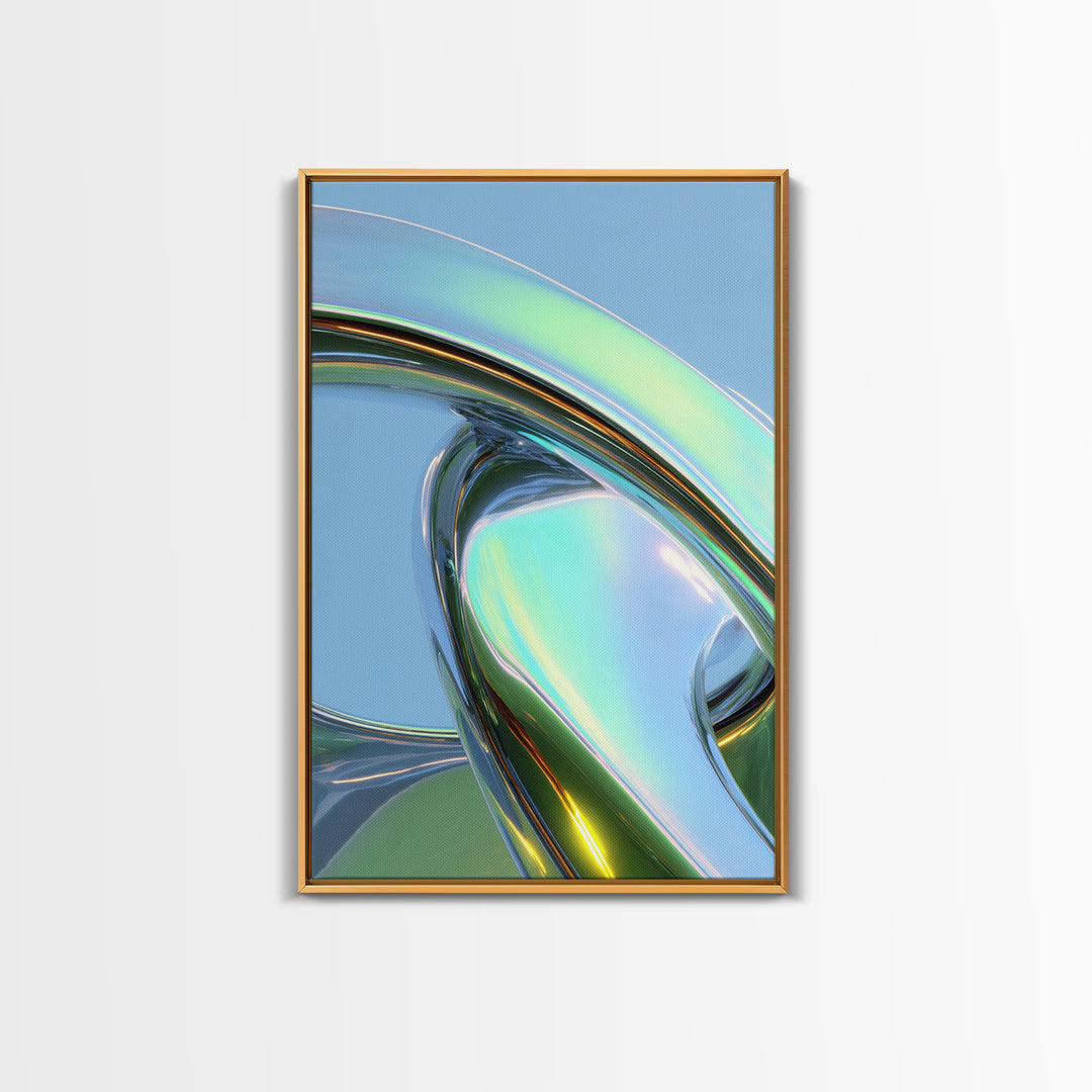 Chrome Abstract Sculpture Framed Canvas Print, Futuristic Art, Modern Wall Decor, Living Room Decor, Fine Art, Future, FUT-2x3-51