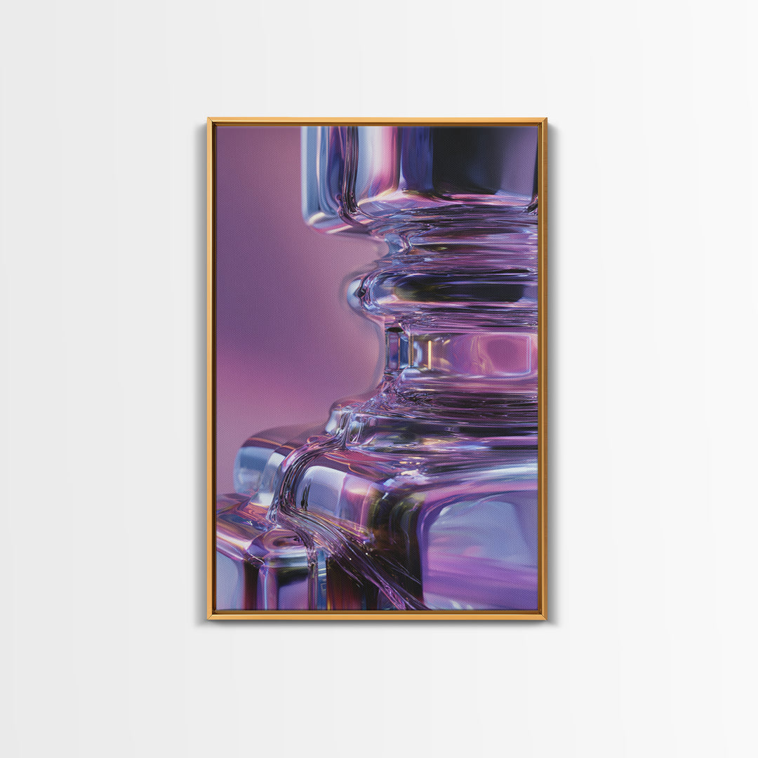 Smooth Titanium Shapes Framed Canvas Print, Futuristic Art, Gallery Decor, Living Room Decor, Fine Art, Future, Wall Decor, FUT-2x3-55