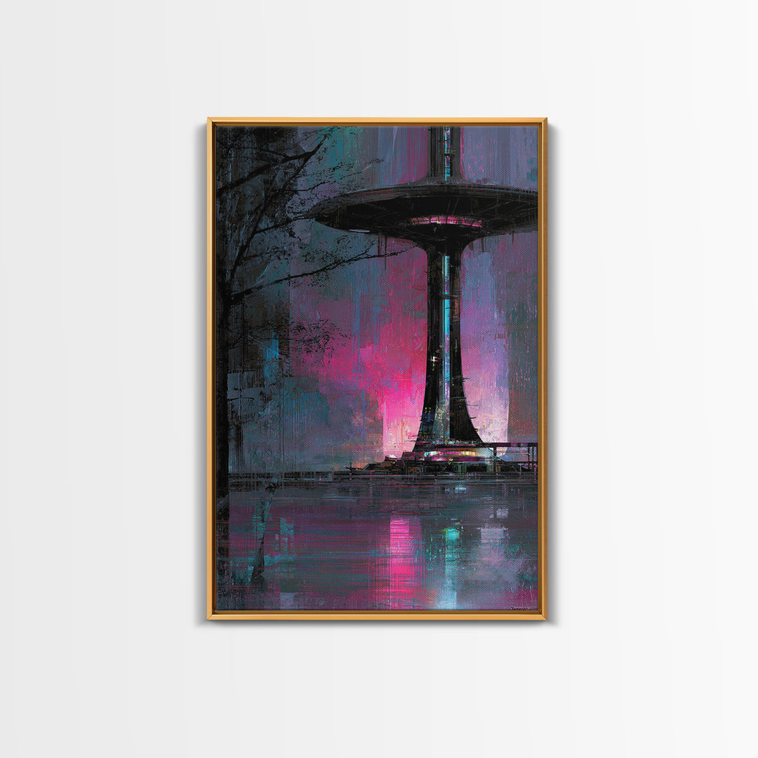 Bioluminescent Garden in a Future Habitat Canvas Print, Futuristic Art, Eclectic Home Decor, Living Room Decor, Future, FUT-2x3-60