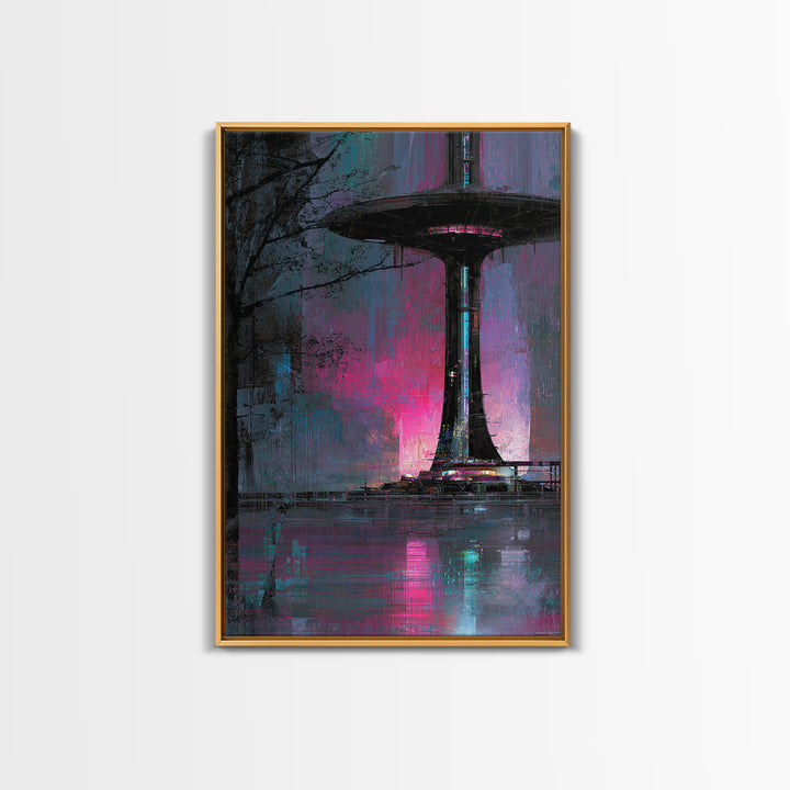 Bioluminescent Garden in a Future Habitat Canvas Print, Futuristic Art, Eclectic Home Decor, Living Room Decor, Future, FUT-2x3-60