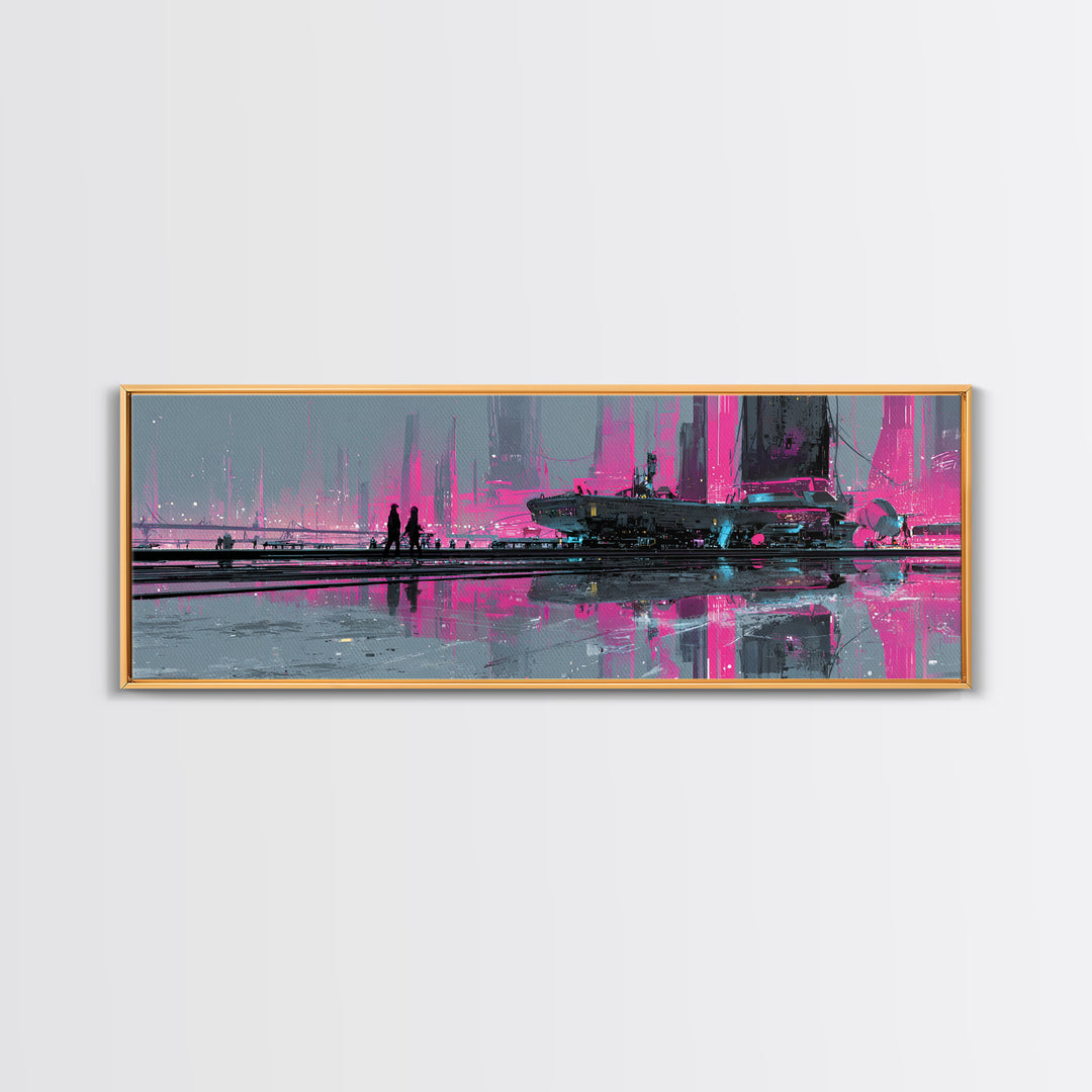 Future Ocean Lab Canvas Print, Futuristic Art, Digital Art, Living Room Decor, Fine Art, Future, Extra Large Wall Art, FUT-3x1-31