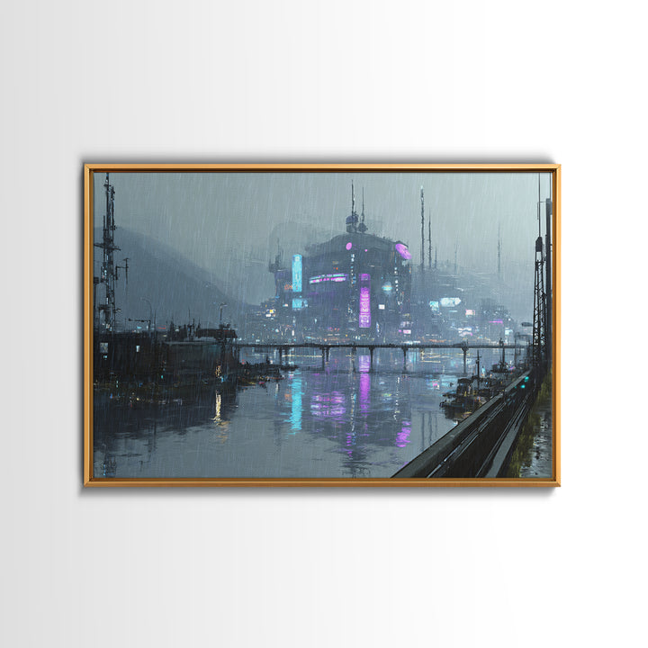 White and Blue Utopian Megastructure Canvas Print, Futuristic Art, Unique Home Decor, Living Room Decor, Fine Art, Future, FUT-3x2-88