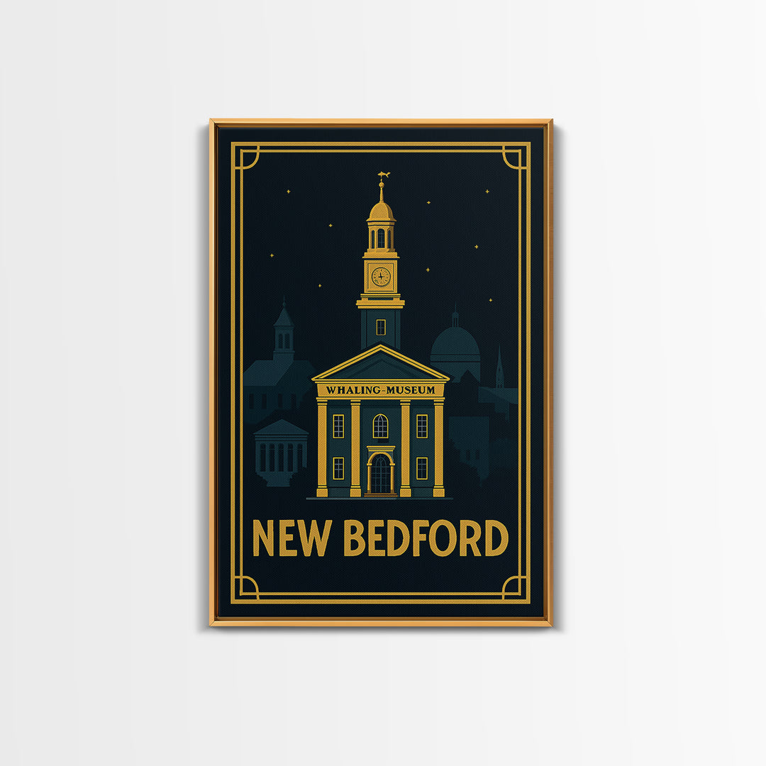 New Bedford Travel Poster, Framed Canvas Print, Luxury Art Deco Poster, New Bedford Poster Print, Travel Poster Art, City Travel Prints