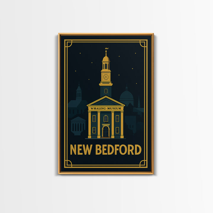 New Bedford Travel Poster, Framed Canvas Print, Luxury Art Deco Poster, New Bedford Poster Print, Travel Poster Art, City Travel Prints