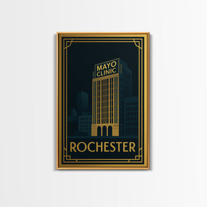 Rochester Travel Poster, Canvas Print, Vintage Deco Travel Art, Rochester Poster Print, Vintage Travel Print, Travel Wall Art, Wall Art