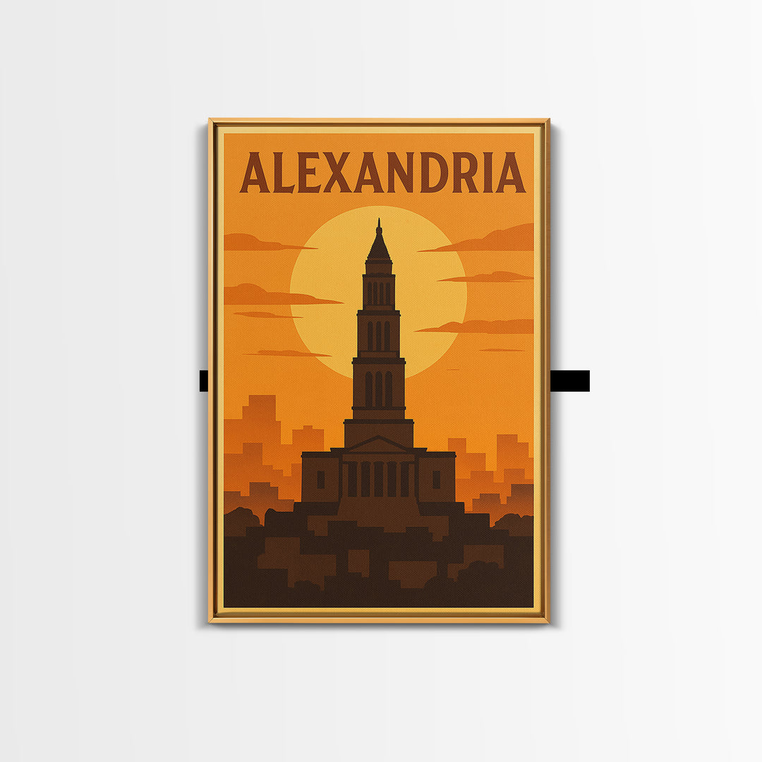 Alexandria Virginia Travel Poster, Canvas Print, Gold Art Deco Poster Art, Alexandria Travel Art, Travel Poster Art, Office Decor, Wall Art