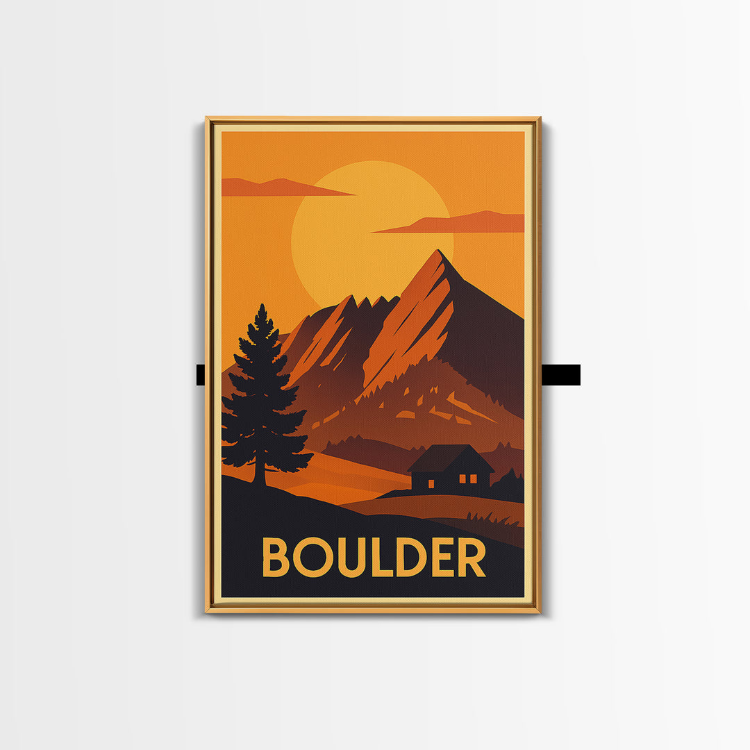 Boulder Travel Poster, Canvas Print, Golden Travel Poster Art, Boulder Wall Art, Travel Poster Set, Travel Poster Art, Gift For Travelers