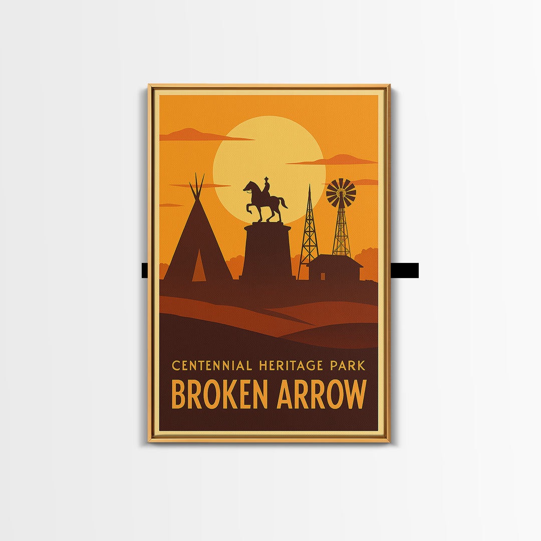 Broken Arrow Travel Poster, Canvas Print, Golden Travel Poster Art, Broken Arrow Travel Art, Vintage City Art, Retro Travel Print
