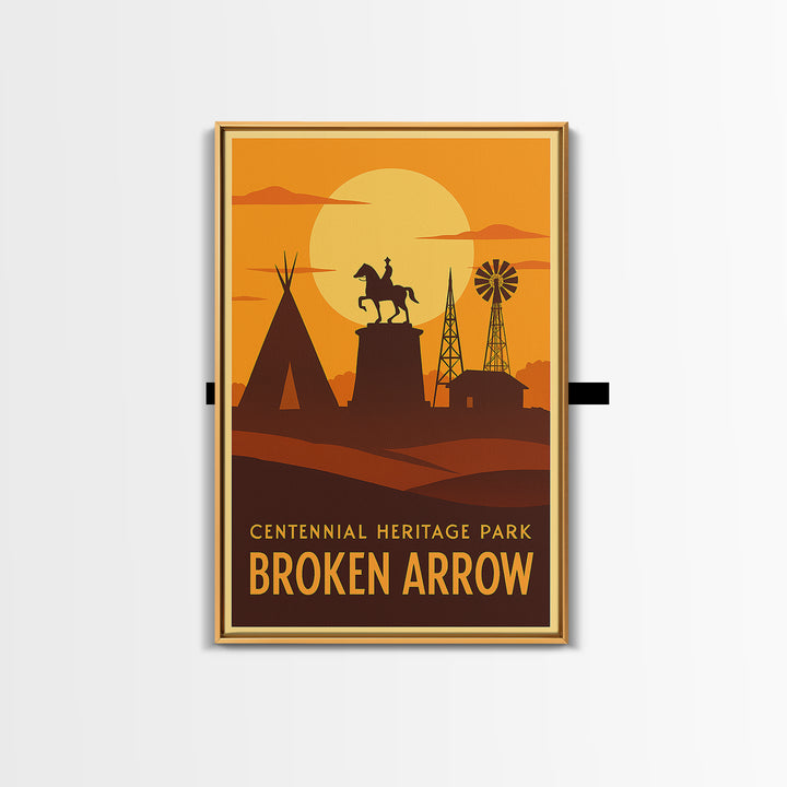 Broken Arrow Travel Poster, Canvas Print, Golden Travel Poster Art, Broken Arrow Travel Art, Vintage City Art, Retro Travel Print
