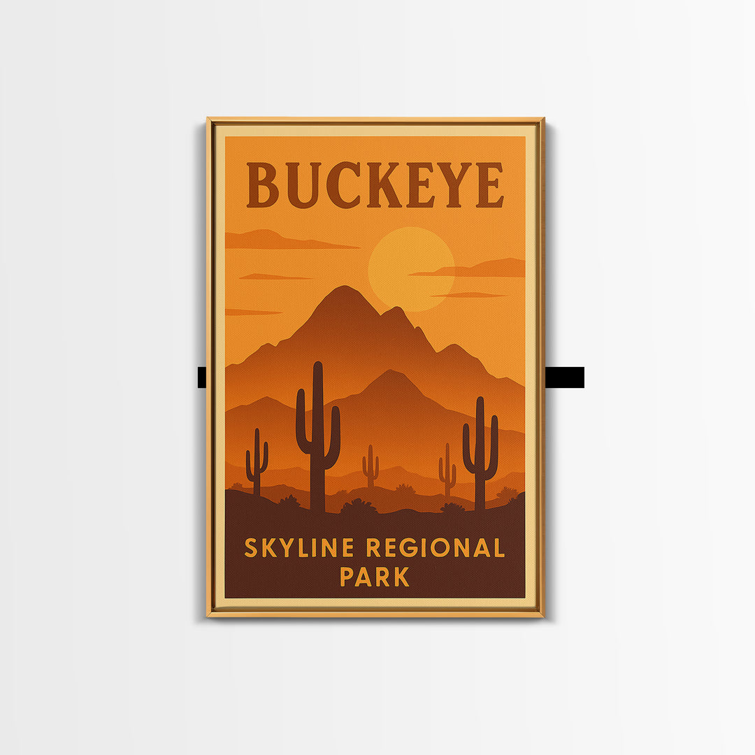 Buckeye Arizona Travel Poster, Framed Canvas Print, Gold Art Deco Poster Art, Buckeye Poster Print, Travel Poster Set, Wanderlust Decor