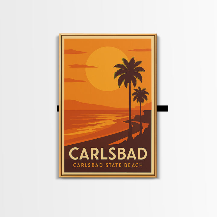 Carlsbad Travel Poster, Canvas Print, Golden Travel Poster Art, Carlsbad Art Print, Travel Art Print, City Travel Prints, Vintage Travel Art