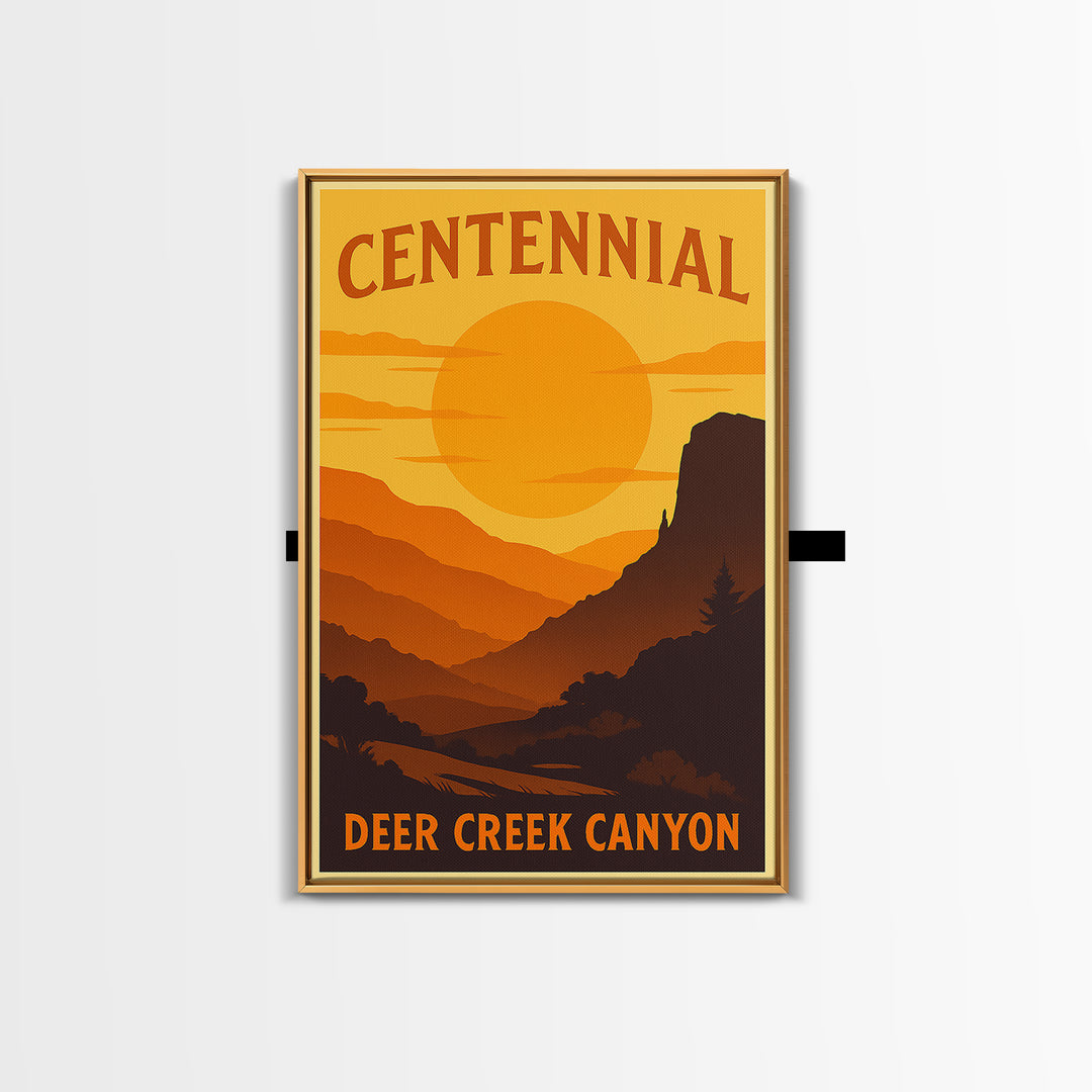Centennial Colorado Travel Poster, Canvas Print, Golden Travel Poster Art, Centennial City Art, Mid Century Wall Art, Modern Wall Decor