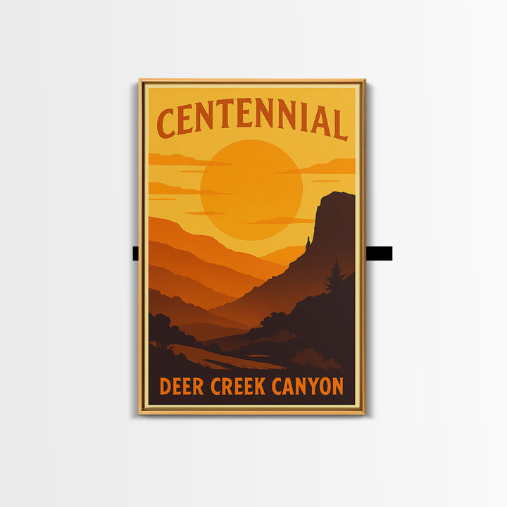 Centennial Colorado Travel Poster, Canvas Print, Golden Travel Poster Art, Centennial City Art, Mid Century Wall Art, Modern Wall Decor