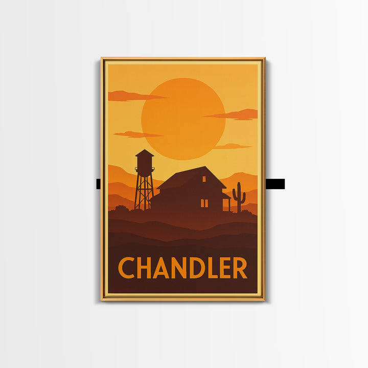Chandler Travel Poster, Framed Canvas Print, Gold Art Deco Poster Art, Chandler Travel Art, Travel Art Print, Vintage Travel Art