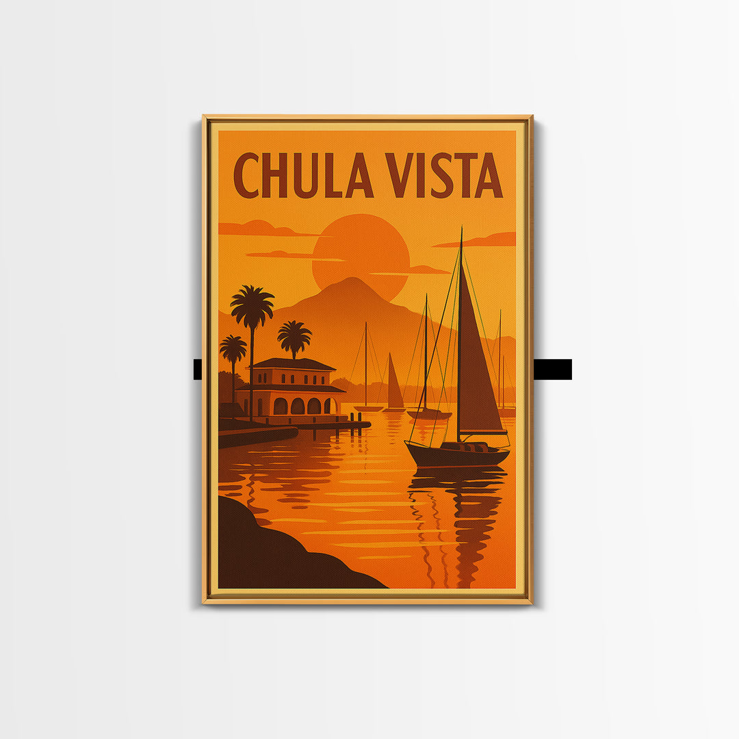 Chula Vista California Travel Poster, Canvas Print, Vintage Deco Wall Art, Chula Vista Art Print, Travel Poster Set, Travel Poster Art