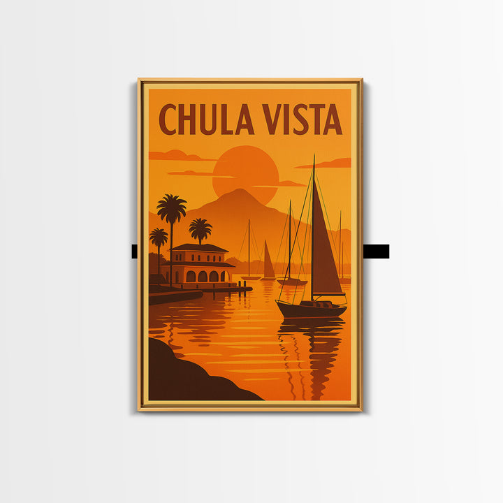 Chula Vista California Travel Poster, Canvas Print, Vintage Deco Wall Art, Chula Vista Art Print, Travel Poster Set, Travel Poster Art
