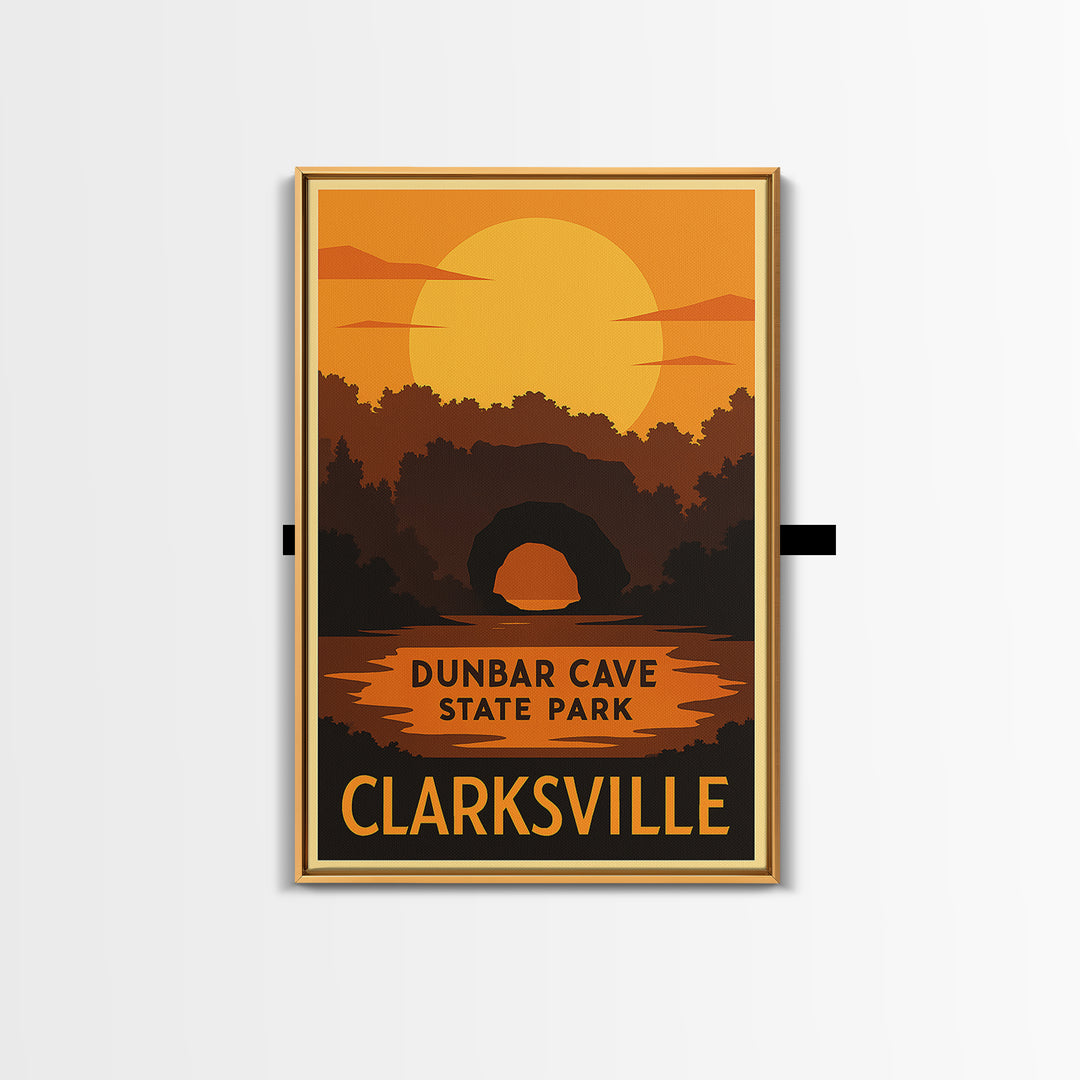 Clarksville Travel Poster, Canvas Print, Warm Sunset Silhouette Art, Clarksville Wall Art, Modern Wall Decor, City Illustration